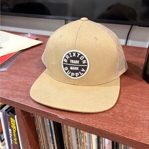 Brixton Beige Trucker Cap with Logo Patch